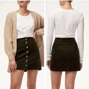 Aritzia Wilfred Women's Black Corduroy Button-Up Skirt - Size 6